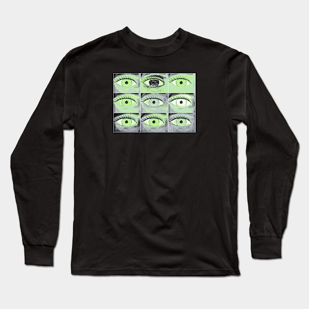 Agender Pride Painted Eyes Collage Long Sleeve T-Shirt by VernenInk